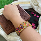 Kada Kundan Bangle -Red Blue-G4802